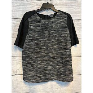 Vince Black & White Knit Top With Back Zipper Size S